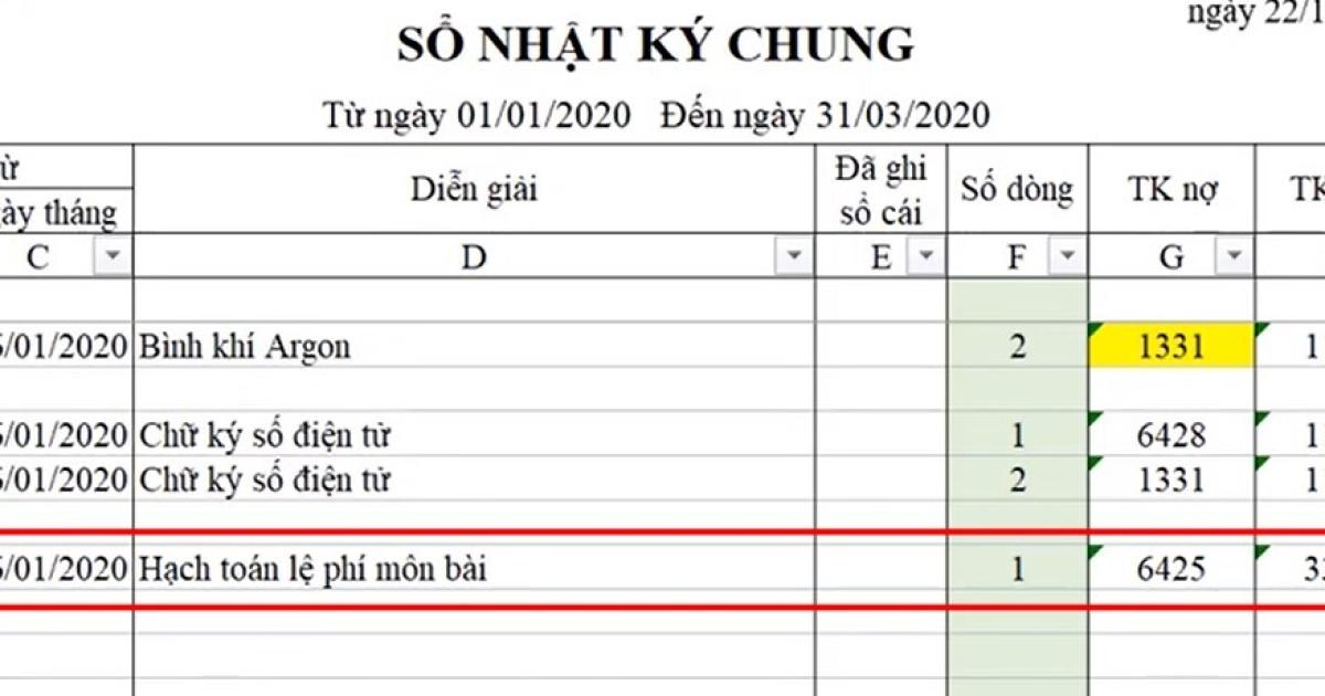 Hướng dẫn lập tờ khai lệ phí môn bài và hạch toán lệ phí môn bài