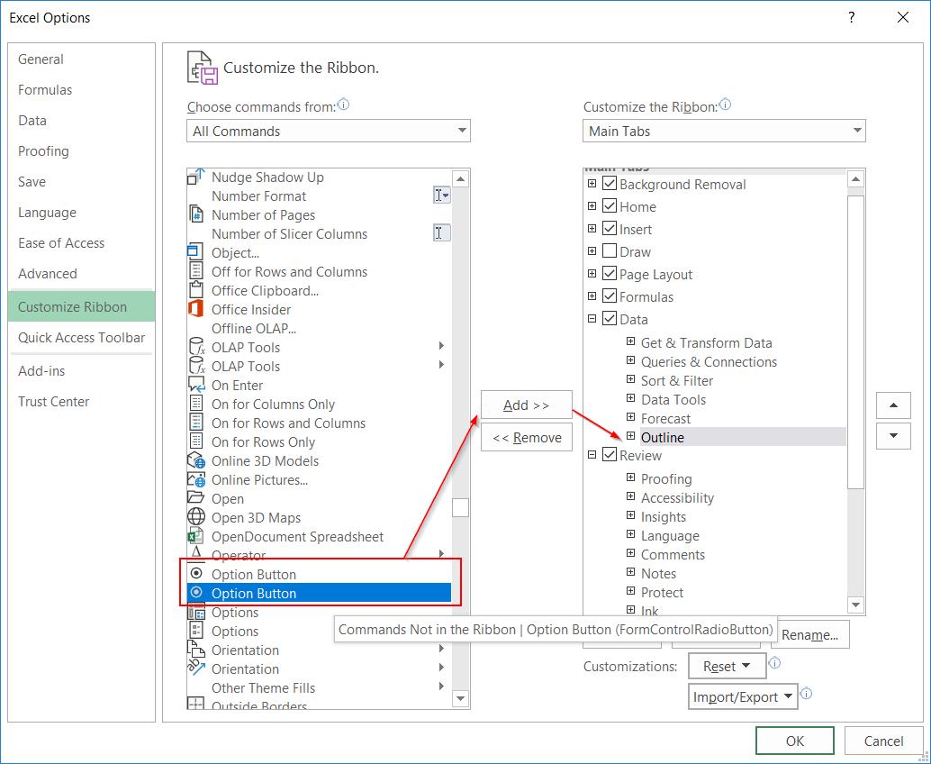 Cách tạo nút bấm trong Excel để tùy chọn dữ liệu muốn xem