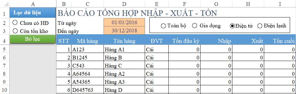 Cách tạo nút bấm trong Excel để tùy chọn dữ liệu muốn xem