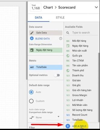 Cách tạo thêm trường dữ liệu tính toán trong Google Data Studio