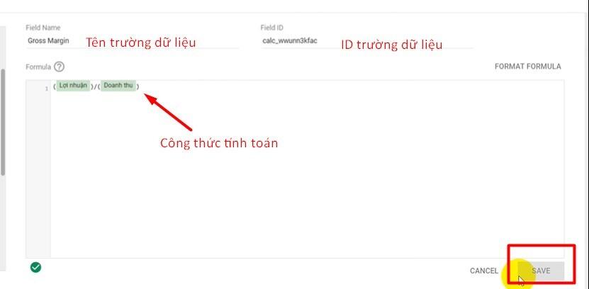 Cách tạo thêm trường dữ liệu tính toán trong Google Data Studio