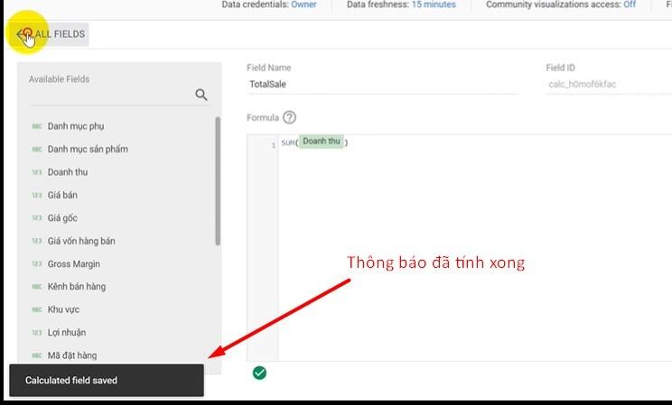 Cách tạo thêm trường dữ liệu tính toán trong Google Data Studio