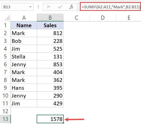 Tính tổng 1 cột dựa trên một tiêu chí 2