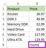 Tính tổng trong Excel cho một cột bằng hàm SUM 2