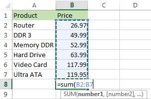 Tính tổng trong Excel cho một cột bằng hàm SUM 3