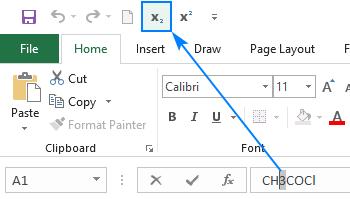 Cách viết chỉ số trên, chỉ số dưới trong Excel