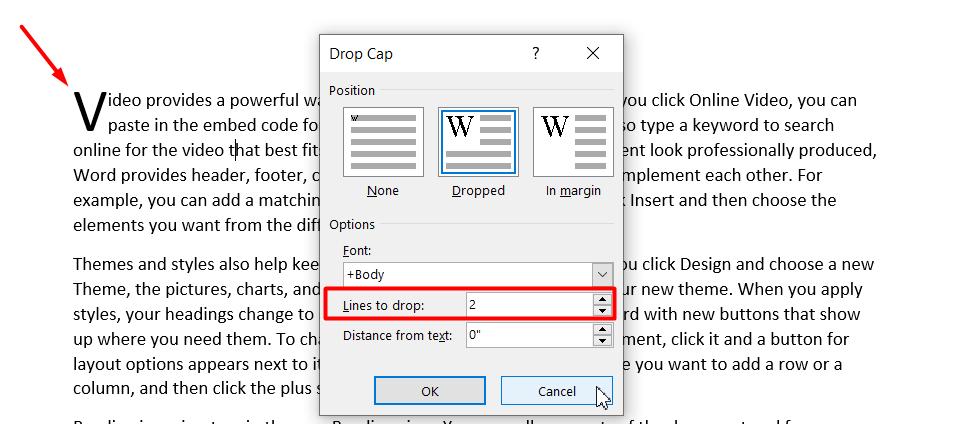 Cách tạo Drop Cap trong Word để viết to chữ cái đầu