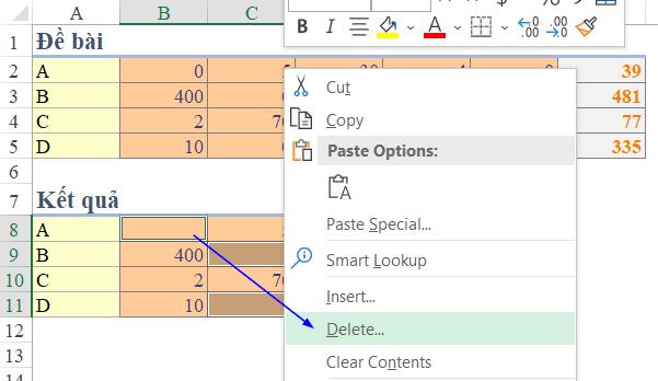 Hướng dẫn cách xóa ô có số 0 và dồn dữ liệu sang trái trong Excel