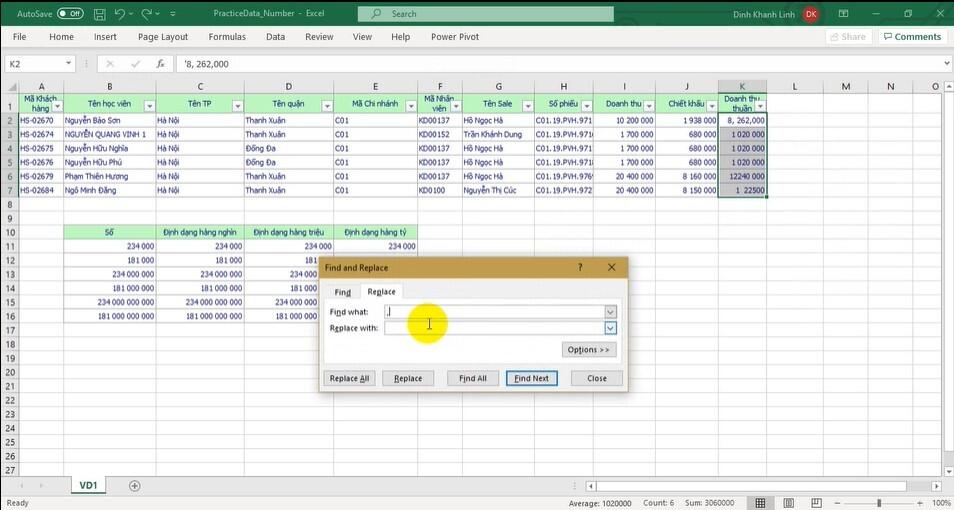 Cách xử lý dữ liệu dạng number trong Excel cho báo cáo quản trị