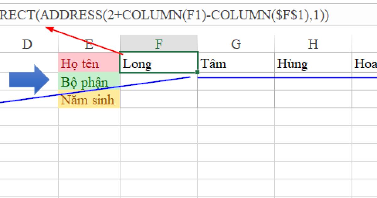 Cách chuyển dữ liệu Excel từ chiều dọc sang chiều ngang bằng công thức