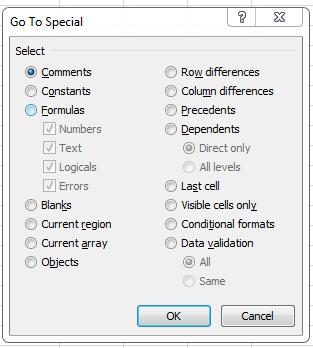 5 lợi ích lệnh go to special đem lại cho người dùng Excel