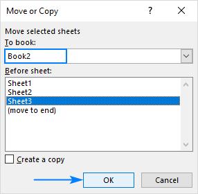 Di chuyển sheet với Move or Copy