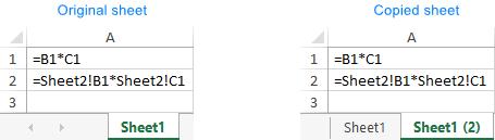 Tham chiếu của các công thức ở các sheet trong một file