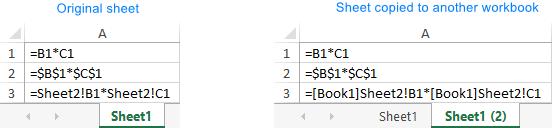 Tham chiếu của các công thức ở file nguồn và file đích