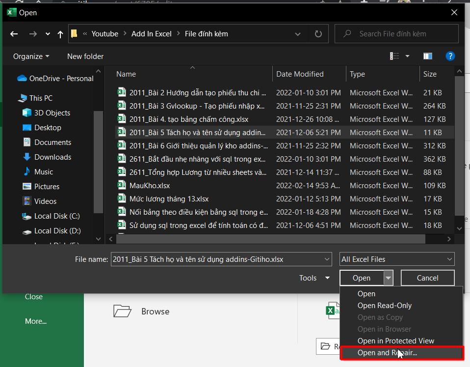 Cách xử lý Excel bị lỗi mất dữ liệu chắc chắn thành công