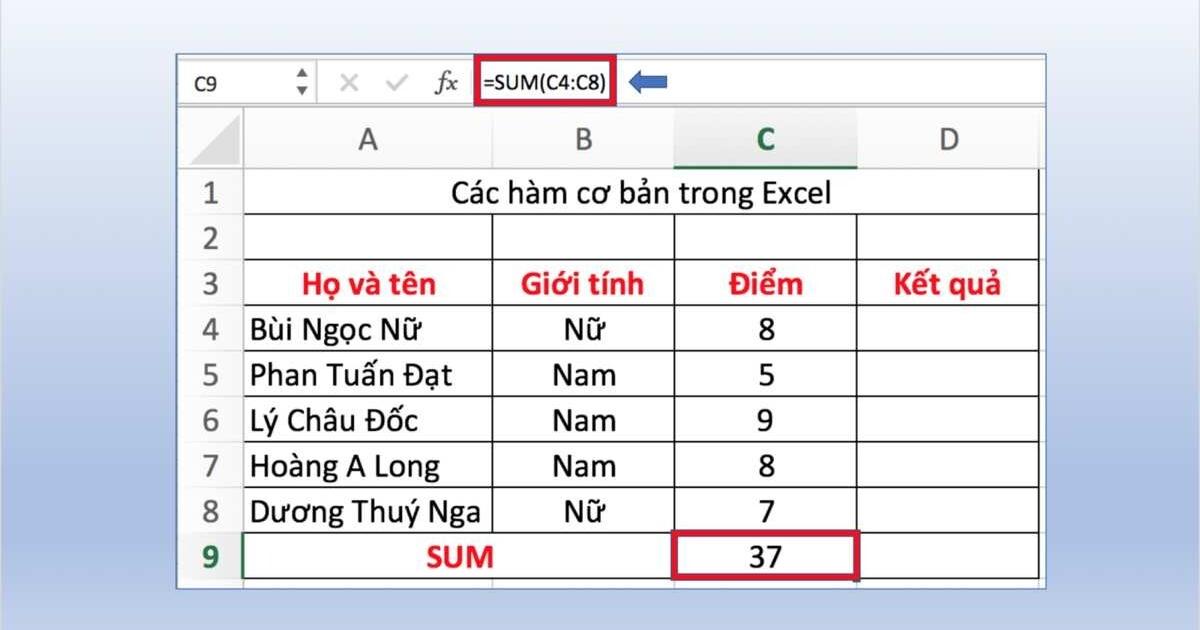 Lỗi Excel chỉ hiện công thức không hiện kết quả và cách khắc phục