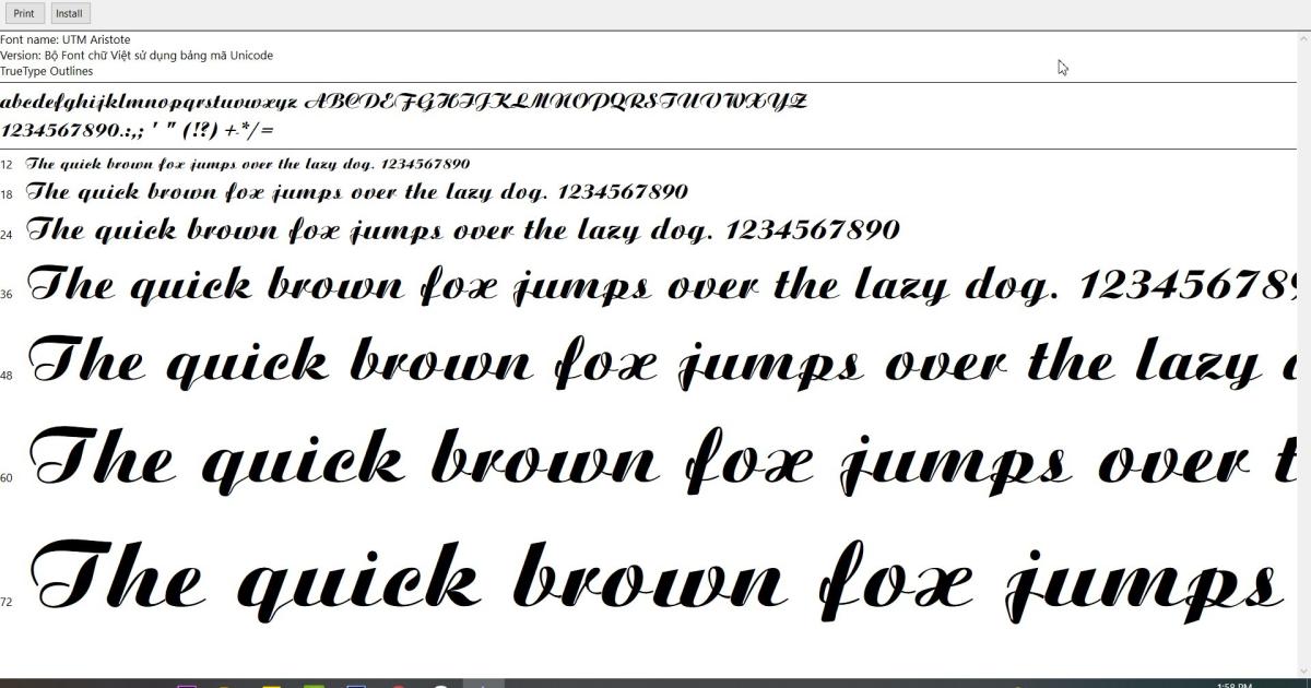 Font chữ Việt hóa UTM