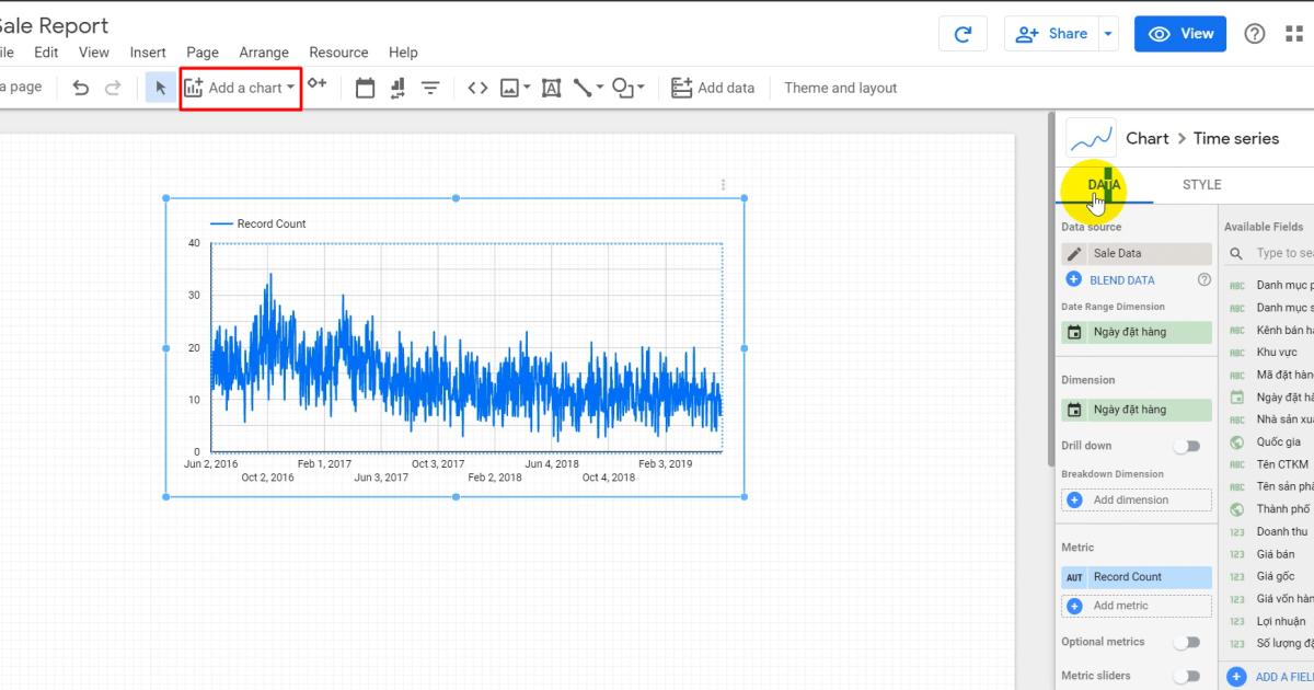 Hướng dẫn cách tạo Visual đầu tiên trong Google Data Studio