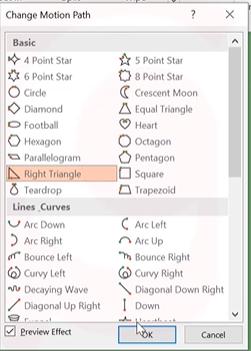 Hiệu ứng Powerpoint dạng di chuyển: Custom Path và các Path khác