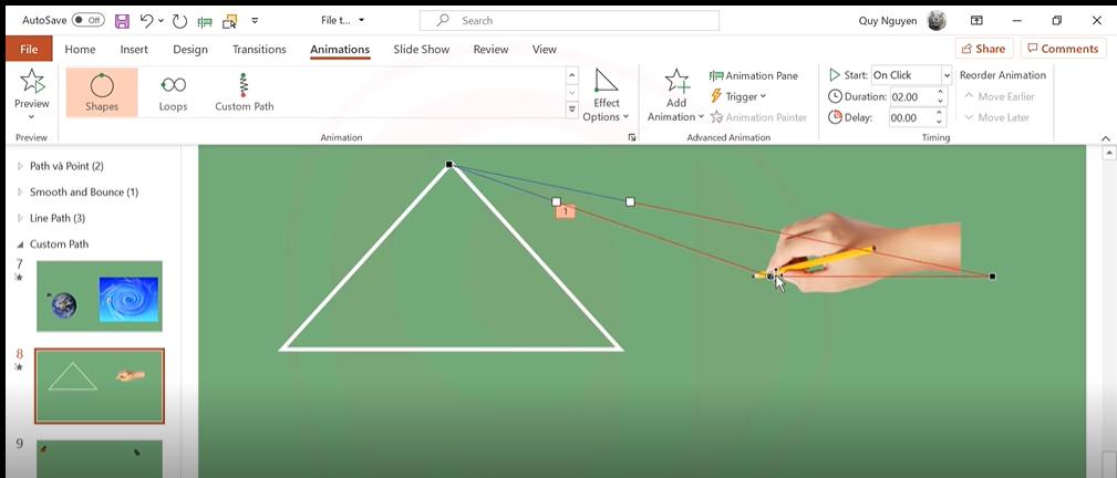 Hiệu ứng Powerpoint dạng di chuyển: Custom Path và các Path khác