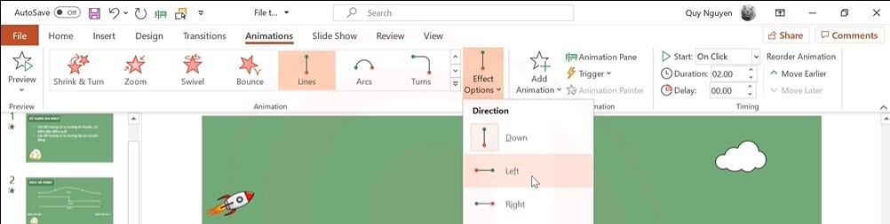 Hiệu ứng Powerpoint dạng di chuyển: Tìm hiểu về Line Path