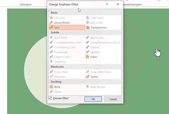 Khám phá nhóm hiệu ứng Powerpoint tạo sự nhấn mạnh vào đối tượng