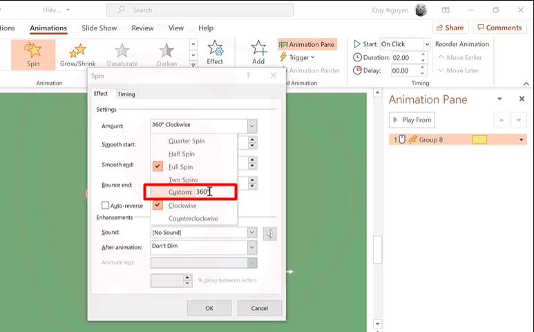 Khám phá nhóm hiệu ứng Powerpoint tạo sự nhấn mạnh vào đối tượng