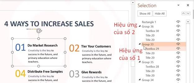 Hiệu ứng xuất hiện tạo xu hướng di chuyển cho đối tượng trong Powerpoint
