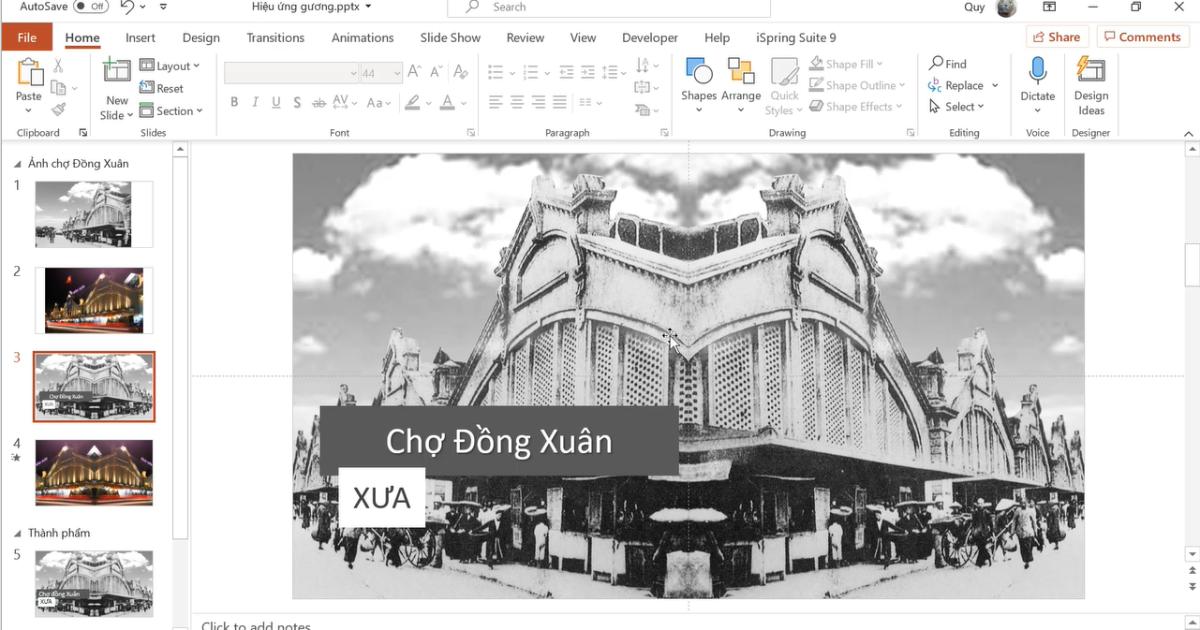 Cách tạo hiệu ứng hình ảnh đối xứng trong Powerpoint