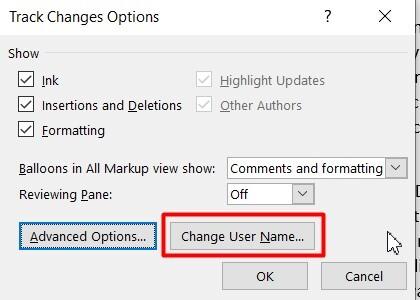 Thay đổi tên người dùng trong Word 1