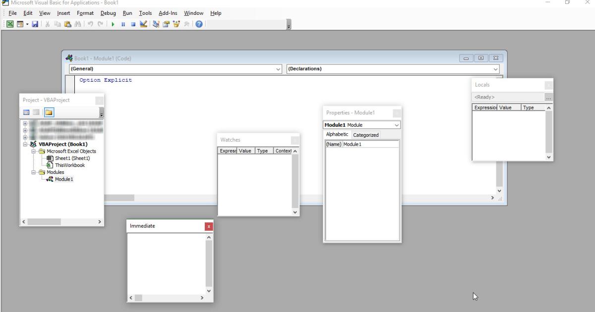 Hướng dẫn cách thiết lập lại các cửa sổ làm việc VBA