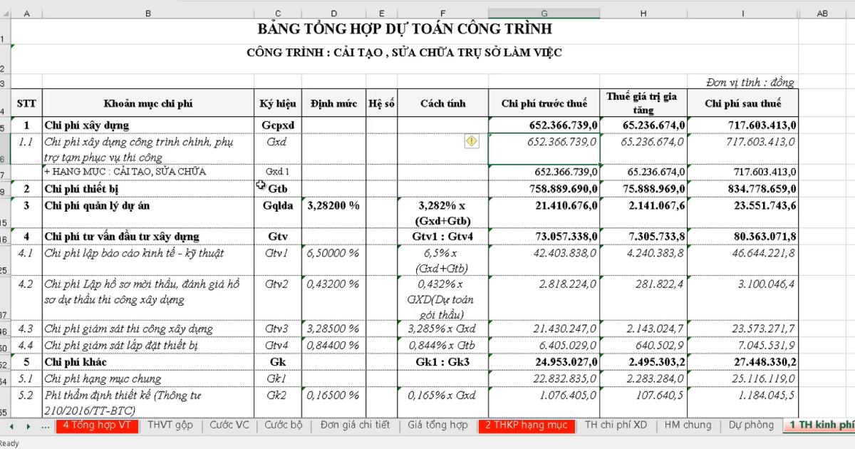 Hướng dẫn kế toán lấy khối lượng đầu vào từ dự toán xây dựng