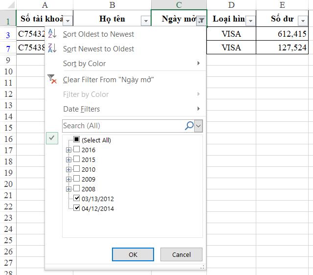 Lọc và sửa lỗi định dạng ngày tháng trong Excel