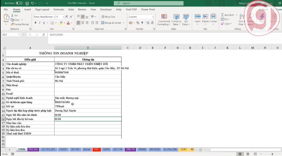 Hướng dẫn khai báo thông tin doanh nghiệp cho kế toán tổng hợp