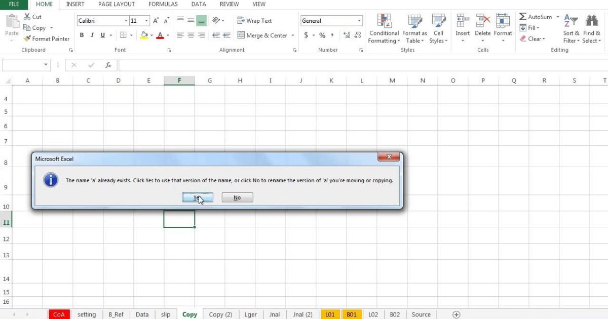 Hướng dẫn cách khắc phục lỗi Excel the name already exists