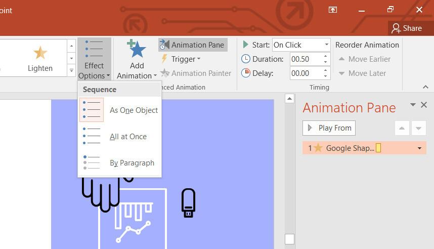 Điều chỉnh Effect Option cho hiệu ứng nhấp nháy