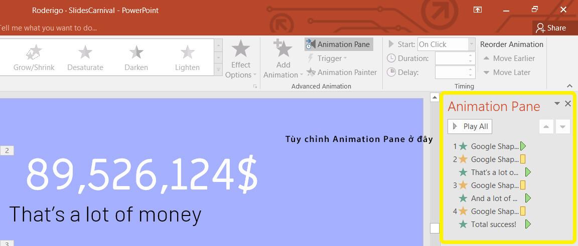 Tùy chỉnh hiệu ứng nhấn mạnh trong Animation Pane