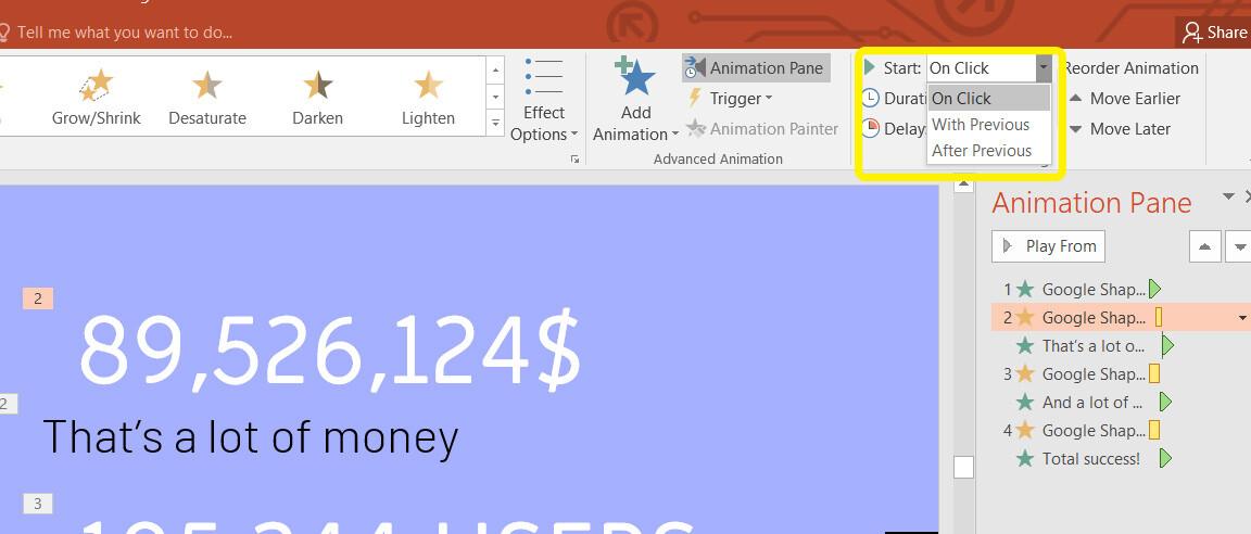 Tùy chỉnh cách thức xuất hiện của hiệu ứng trên slide