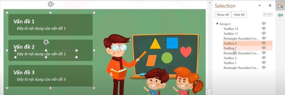 Cách dùng Selection Pane quản lý đối tượng trong Powerpoint