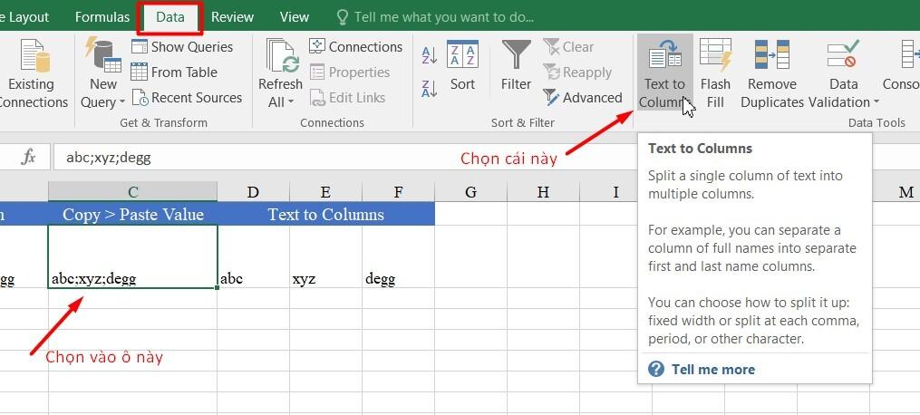 Cách tách dữ liệu từ một ô ra nhiều ô cực nhanh trong Excel và ngược lại