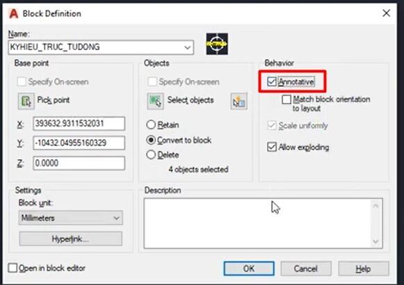 3 bước tạo Block tự động thay đổi theo tỷ lệ Annotative trong AutoCAD