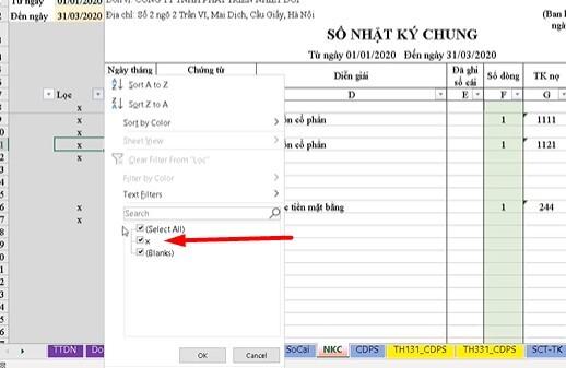 Hướng dẫn cách thiết lập Excel cho sổ nhật ký chung của kế toán