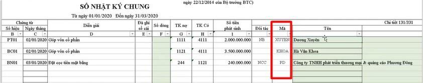 Hướng dẫn cách thiết lập Excel cho sổ nhật ký chung của kế toán