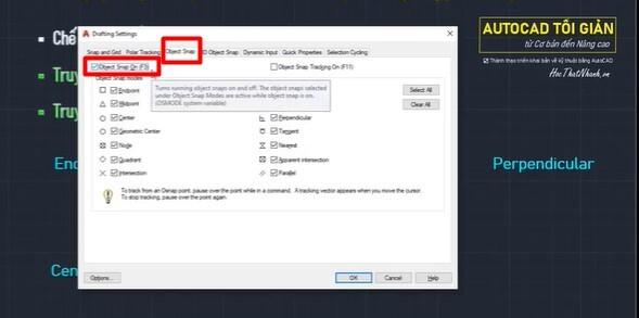 Hướng dẫn cách truy bắt điểm trong AutoCAD chi tiết