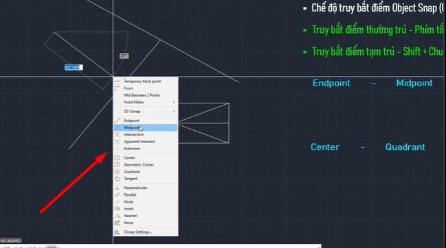 Hướng dẫn cách truy bắt điểm trong AutoCAD chi tiết