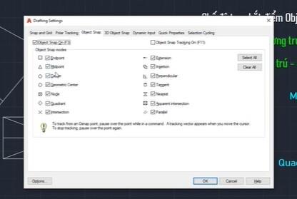 Hướng dẫn cách truy bắt điểm trong AutoCAD chi tiết