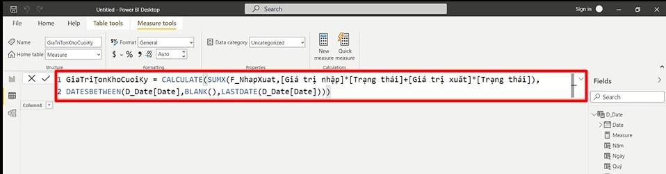 Ứng dụng DAX trong Power BI để tính toán chỉ số kho