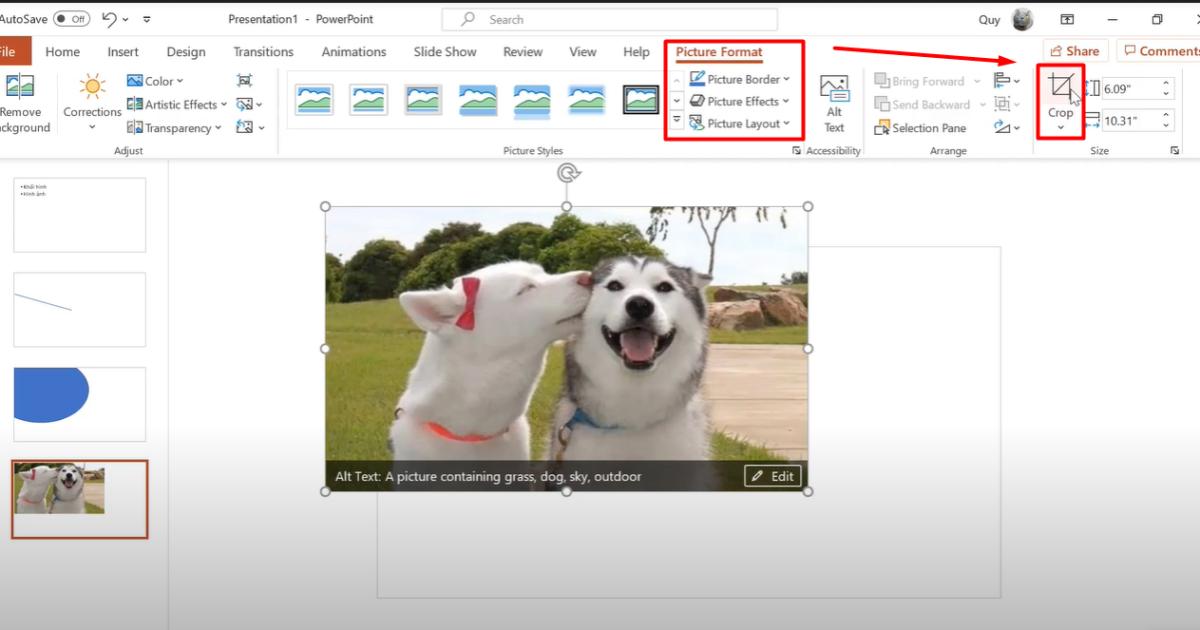 Xóa bỏ các chi tiết thừa nằm ngoài khung thiết kế Powerpoint