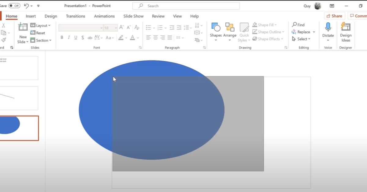 Xóa bỏ các chi tiết thừa nằm ngoài khung thiết kế Powerpoint