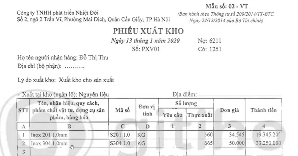 Cách xuất kho, lập bảng xuất kho nguyên liệu và nhập kho thành phẩm